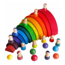 30PCS Wooden Rainbow,Wood Peg Dolls,Balls