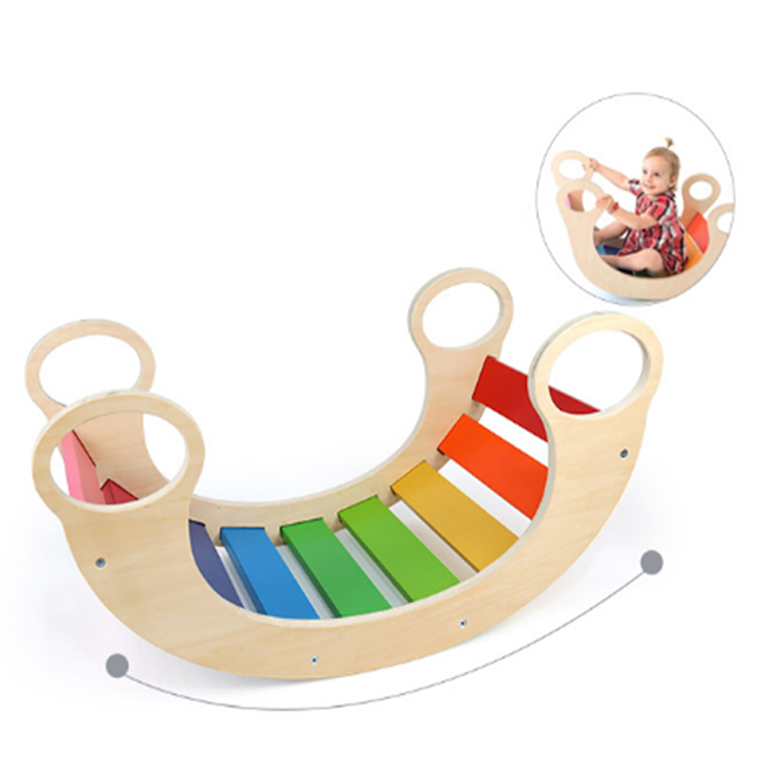 XIHAToy Childrens Rainbow Rocking Chair Pikler Triangle Rocker Seesaw Indoor Climbing Toys Seats for Baby
