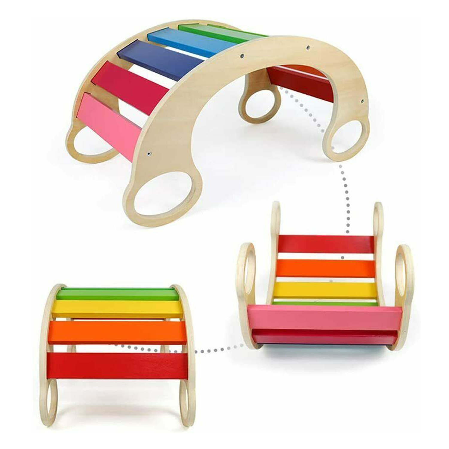 XIHAToy Childrens Rainbow Rocking Chair Pikler Triangle Rocker Seesaw Indoor Climbing Toys Seats for Baby