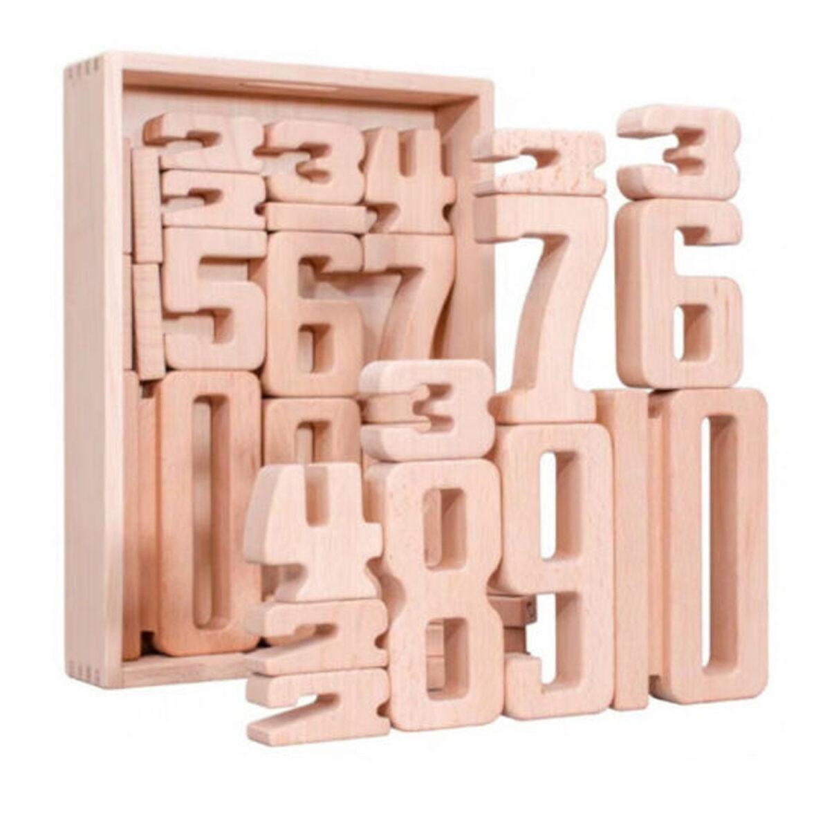 32 Pieces Building Numbers Stacking Wooden Blocks, Math Learning Educational Toy