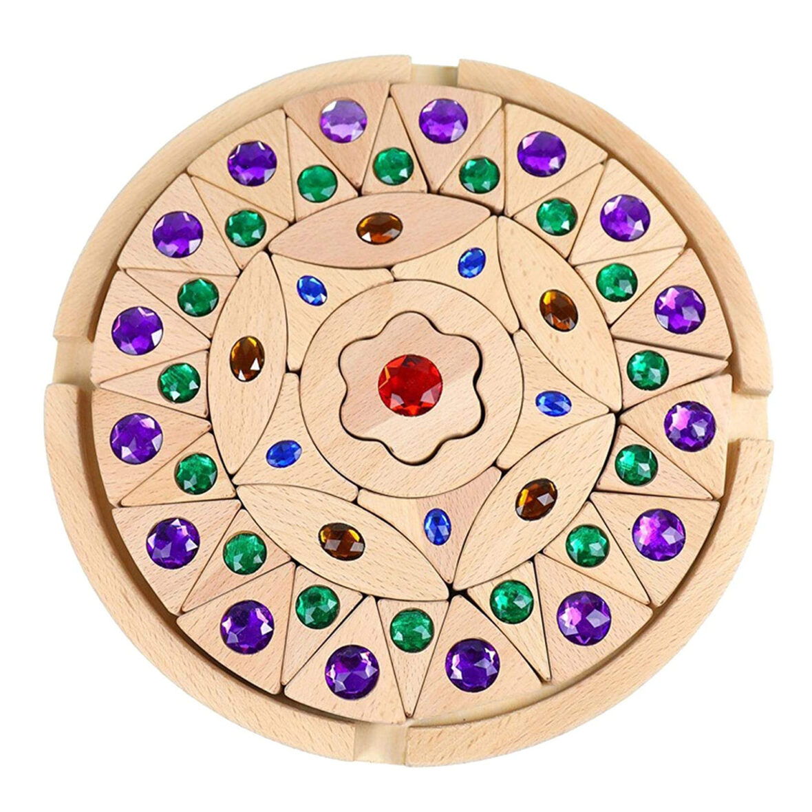 Earthily Wooden Puzzles Mandala Puzzle Building Blocks Educational Toy Gift for Children