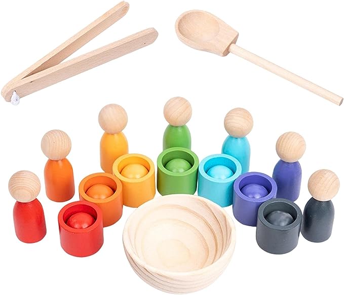 Wooden Peg Dolls, Cup and Balls