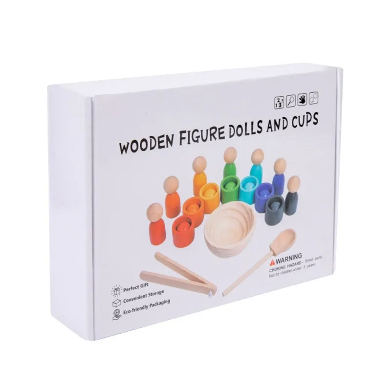 Wooden Montessori Toy Cup and Balls Peg dolls