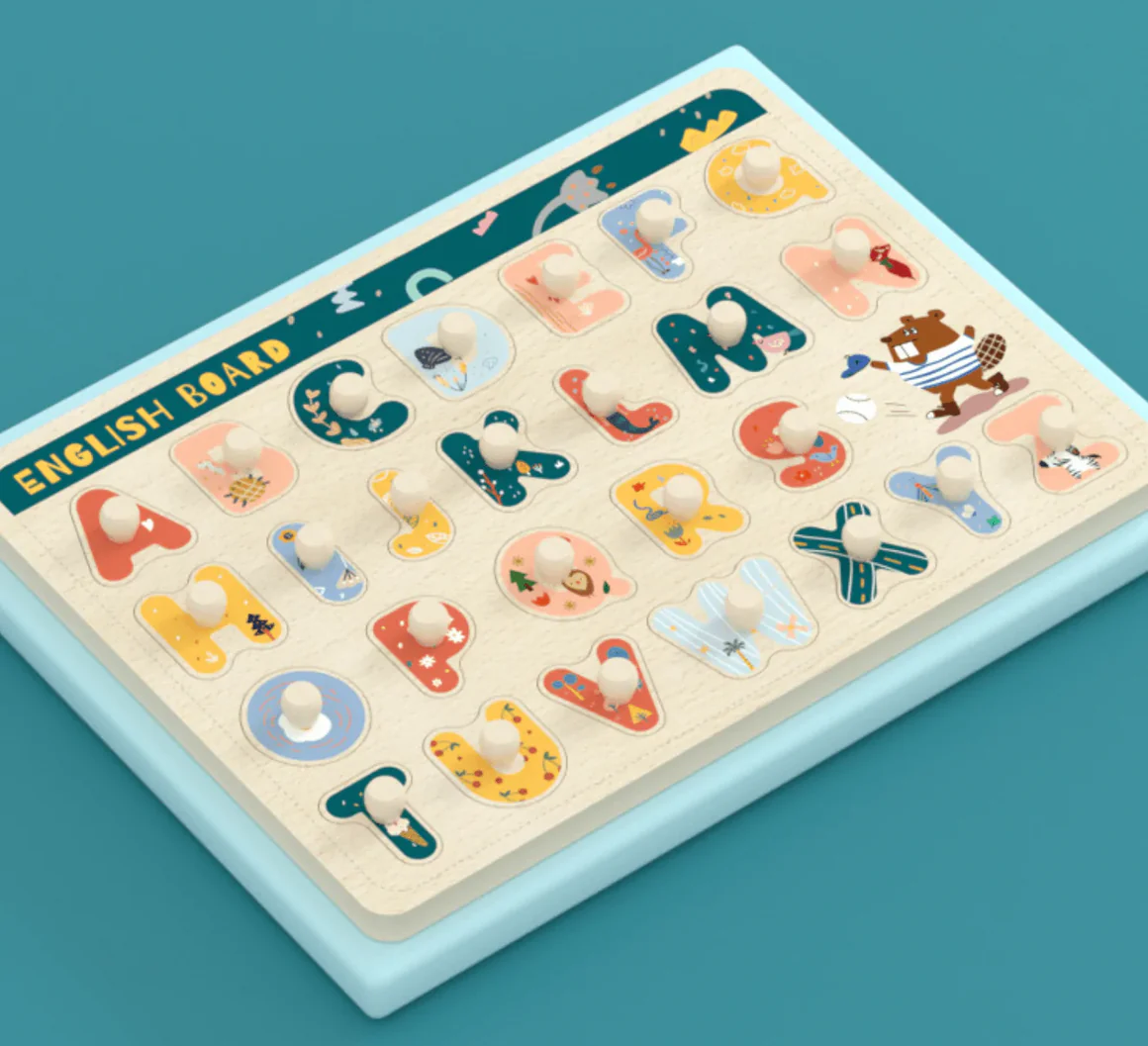 Wooden Graphic Board Uppercase Alphabet Puzzle
