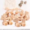 Natural Wooden Mini Car Cute Animal Interactive Montessori Toy Shape Trolley Kid